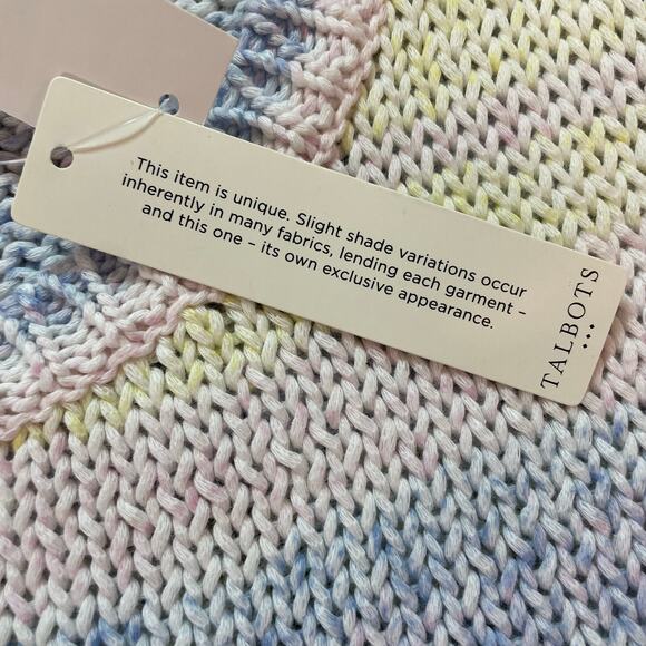 Talbots Multicolor Striped Knit Sweater M NWT Pastel Cotton Blend 3/4 Sleeve - Picture 4 of 7